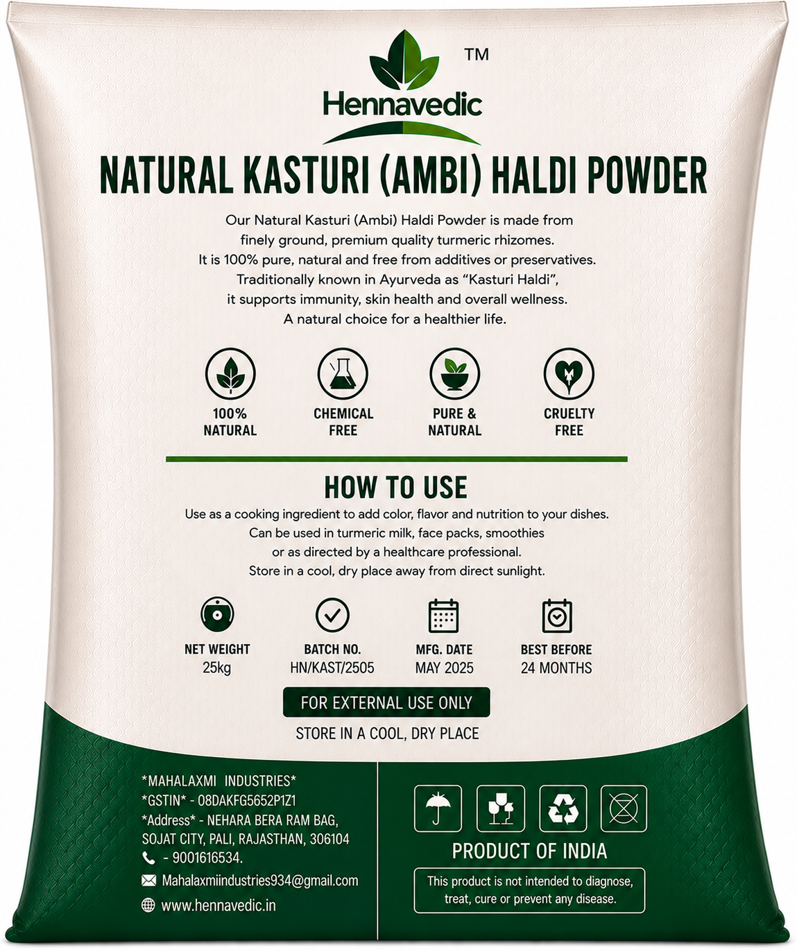 Kasturi (Ambi) Haldi Powder 25kg - Image 2